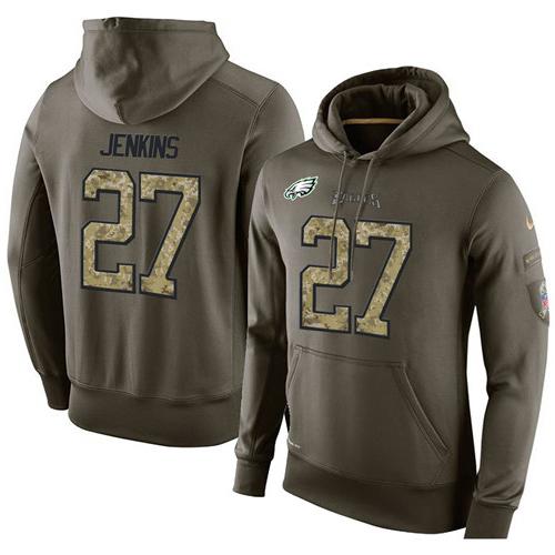 NFL Men's Nike Philadelphia Eagles #27 Malcolm Jenkins Stitched Green Olive Salute To Service KO Performance Hoodie NFL Men's Nike Philadelphia Eagles #27 Malcolm Jenkins Stitched Green Olive Salute To Service KO Performance Hoodie