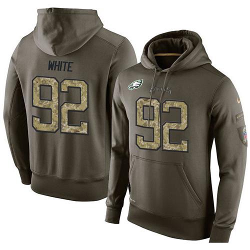 NFL Men's Nike Philadelphia Eagles #92 Reggie White Stitched Green Olive Salute To Service KO Performance Hoodie NFL Men's Nike Philadelphia Eagles #92 Reggie White Stitched Green Olive Salute To Service KO Performance Hoodie