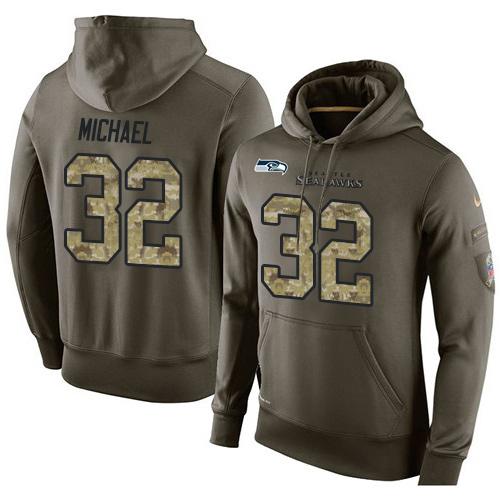 NFL Men's Nike Seattle Seahawks #32 Christine Michael Stitched Green Olive Salute To Service KO Performance Hoodie NFL Men's Nike Seattle Seahawks #32 Christine Michael Stitched Green Olive Salute To Service KO Performance Hoodie