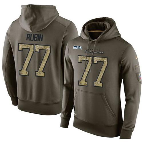 NFL Men's Nike Seattle Seahawks #77 Ahtyba Rubin Stitched Green Olive Salute To Service KO Performance Hoodie NFL Men's Nike Seattle Seahawks #77 Ahtyba Rubin Stitched Green Olive Salute To Service KO Performance Hoodie