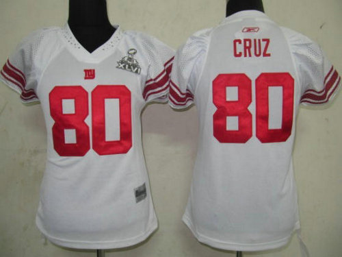 NFL New York Giants 80 Cruz White Women Field Flirt Fashion Jerseys