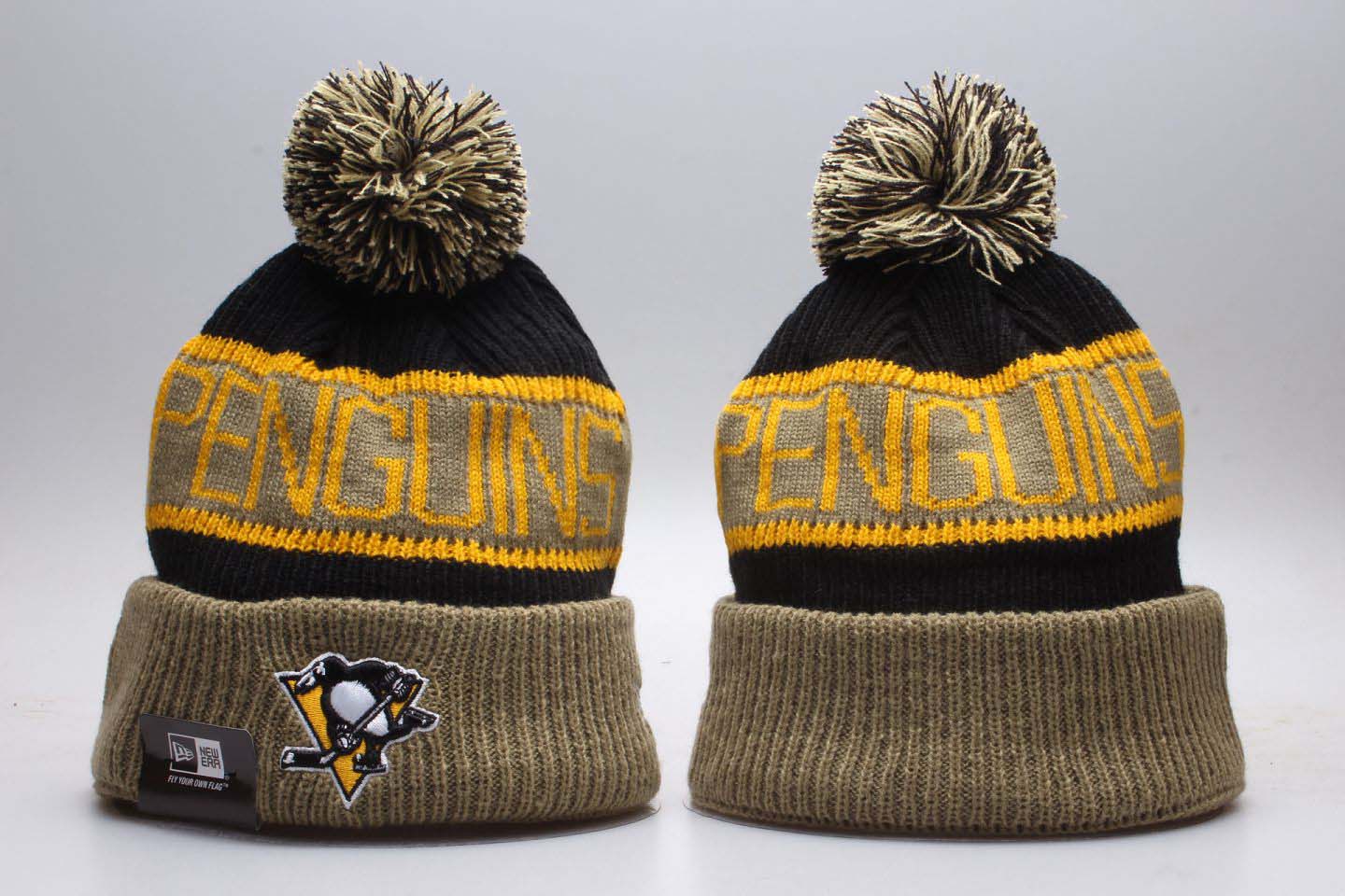 NHL Pittsburgh Penguins Fresh Logo White & D.Grey Knit Hat NHL Pittsburgh Penguins Fresh Logo White & D.Grey Knit Hat