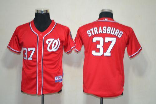 Nationals #37 Stephen Strasburg Red Stitched Youth MLB Jersey Nationals #37 Stephen Strasburg Red Stitched Youth MLB Jersey