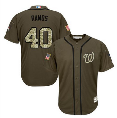 Nationals #40 Wilson Ramos Green Salute to Service Stitched MLB Jersey