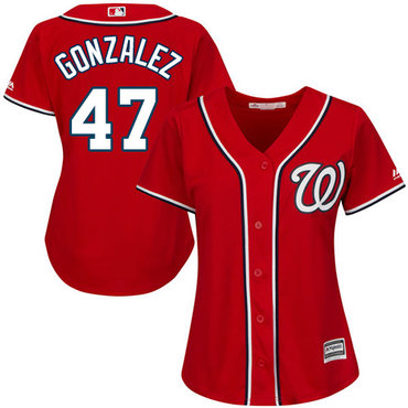 Nationals #47 Gio Gonzalez Red Alternate Women's Stitched MLB Jersey Nationals #47 Gio Gonzalez Red Alternate Women's Stitched MLB Jersey