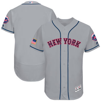 New York Mets Majestic 2017 Stars & Stripes Authentic Collection FlexBase Team Jersey - Gray