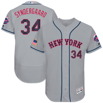 New York Mets Noah Syndergaard Majestic 2017 Stars & Stripes Authentic Collection FlexBase Player Jersey - Gray