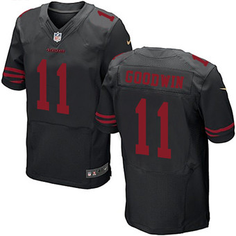 Nike 49ers #11 Marquise Goodwin Black Alternate Men's Stitched NFL Elite Jersey Nike 49ers #11 Marquise Goodwin Black Alternate Men's Stitched NFL Elite Jersey