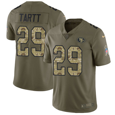 Nike 49ers #29 Jaquiski Tartt Olive Camo Youth Stitched NFL Limited 2017 Salute to Service Jersey Nike 49ers #29 Jaquiski Tartt Olive Camo Youth Stitched NFL Limited 2017 Salute to Service Jersey