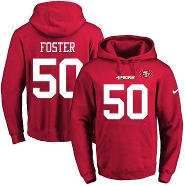 Nike 49ers #50 Reuben Foster Red Name & Number Pullover NFL Hoodie Nike 49ers #50 Reuben Foster Red Name & Number Pullover NFL Hoodie