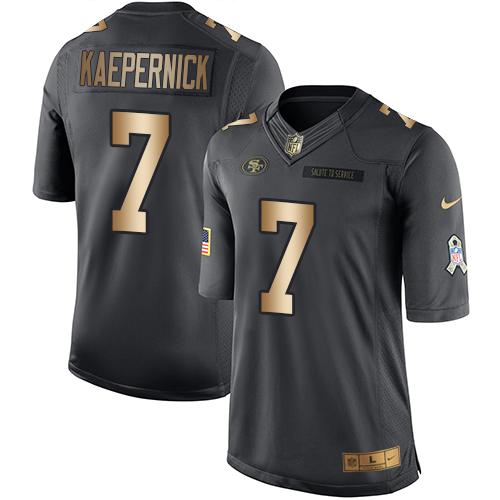 Nike 49ers #7 Colin Kaepernick Black Youth Stitched NFL Limited Gold Salute to Service Jersey Nike 49ers #7 Colin Kaepernick Black Youth Stitched NFL Limited Gold Salute to Service Jersey
