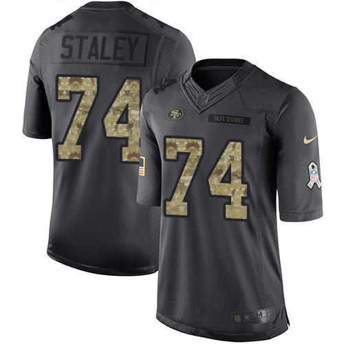 Nike 49ers #74 Joe Staley Black Men's Stitched NFL Limited 2016 Salute to Service Jersey Nike 49ers #74 Joe Staley Black Men's Stitched NFL Limited 2016 Salute to Service Jersey