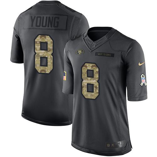 Nike 49ers #8 Steve Young Black Men's Stitched NFL Limited 2016 Salute to Service Jersey Nike 49ers #8 Steve Young Black Men's Stitched NFL Limited 2016 Salute to Service Jersey
