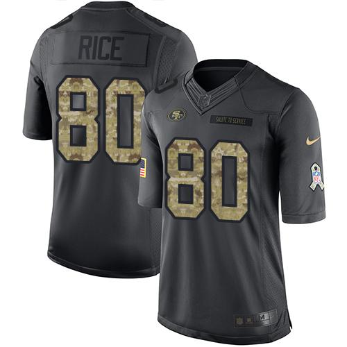 Nike 49ers #80 Jerry Rice Black Men's Stitched NFL Limited 2016 Salute to Service Jersey Nike 49ers #80 Jerry Rice Black Men's Stitched NFL Limited 2016 Salute to Service Jersey