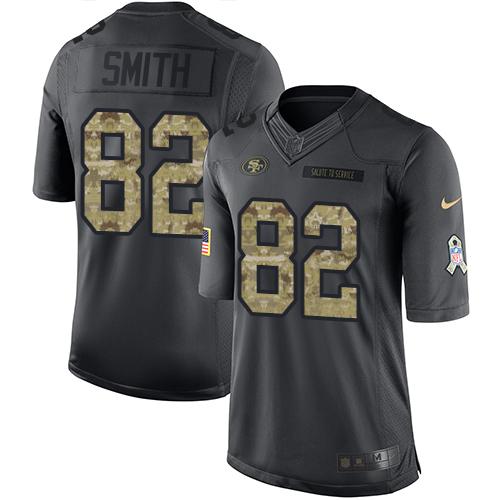 Nike 49ers #82 Torrey Smith Black Men's Stitched NFL Limited 2016 Salute to Service Jersey Nike 49ers #82 Torrey Smith Black Men's Stitched NFL Limited 2016 Salute to Service Jersey