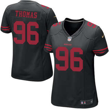 Nike 49ers #96 Solomon Thomas Black Alternate Women's Stitched NFL Elite Jersey Nike 49ers #96 Solomon Thomas Black Alternate Women's Stitched NFL Elite Jersey