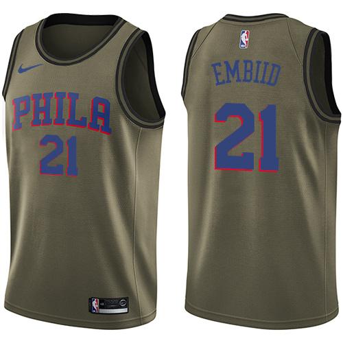 Nike 76ers #21 Joel Embiid Green Salute to Service NBA Swingman Jersey Nike 76ers #21 Joel Embiid Green Salute to Service NBA Swingman Jersey