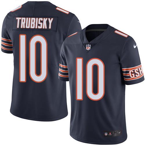 Nike Bears #10 Mitchell Trubisky Navy Blue Youth Stitched NFL Limited Rush Jersey