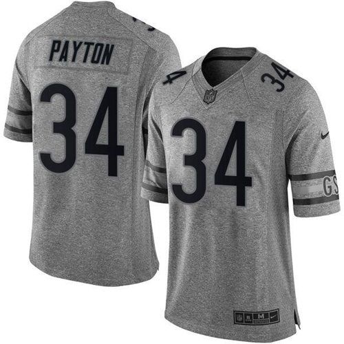 Nike Bears #34 Walter Payton Gray Men's Stitched NFL Limited Gridiron Gray Jersey Nike Bears #34 Walter Payton Gray Men's Stitched NFL Limited Gridiron Gray Jersey