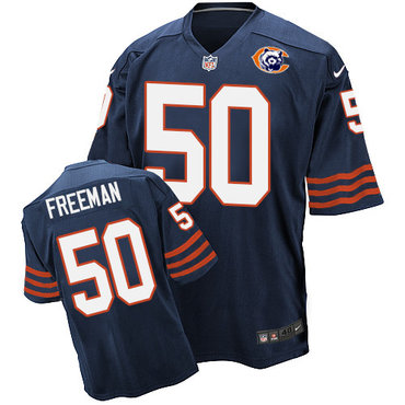 Nike Bears #50 Jerrell Freeman Navy Blue Throwback Men's Stitched NFL Elite Jersey Nike Bears #50 Jerrell Freeman Navy Blue Throwback Men's Stitched NFL Elite Jersey