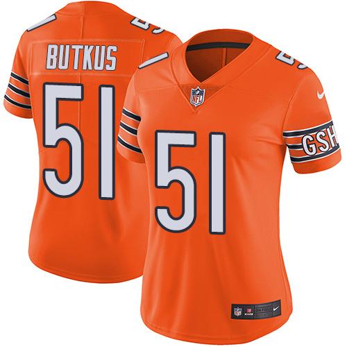 Nike Bears #51 Dick Butkus Orange Women's Stitched NFL Limited Rush Jersey Nike Bears #51 Dick Butkus Orange Women's Stitched NFL Limited Rush Jersey