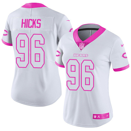 Nike Bears #96 Akiem Hicks White Pink Women's Stitched NFL Limited Rush Fashion Jersey Nike Bears #96 Akiem Hicks White Pink Women's Stitched NFL Limited Rush Fashion Jersey