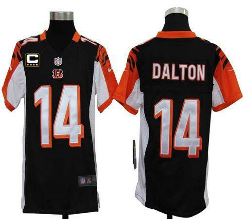 Nike Bengals #14 Andy Dalton Black Team Color With C Patch Youth Stitched NFL Elite Jersey Nike Bengals #14 Andy Dalton Black Team Color With C Patch Youth Stitched NFL Elite Jersey
