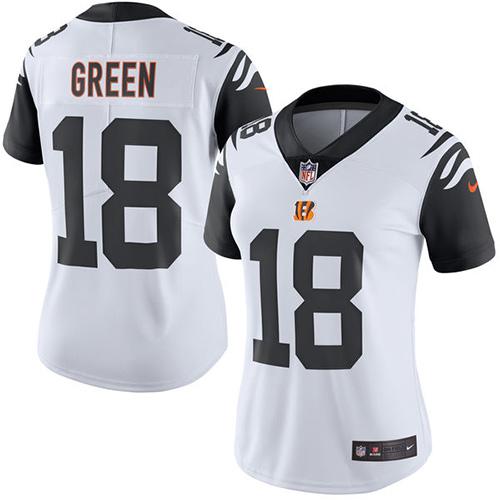Nike Bengals #18 A.J. Green White Women's Stitched NFL Limited Rush Jersey Nike Bengals #18 A.J. Green White Women's Stitched NFL Limited Rush Jersey