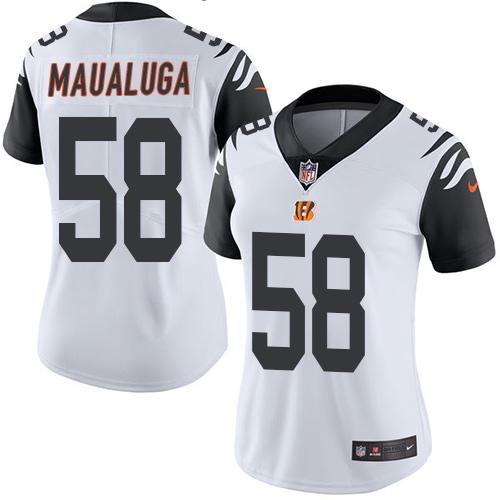 Nike Bengals #58 Rey Maualuga White Women's Stitched NFL Limited Rush Jersey Nike Bengals #58 Rey Maualuga White Women's Stitched NFL Limited Rush Jersey