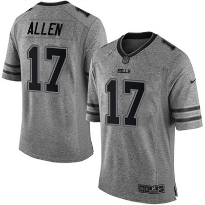 Nike Bills #17 Josh Allen Gray Men's Stitched NFL Limited Gridiron Gray Jersey Nike Bills #17 Josh Allen Gray Men's Stitched NFL Limited Gridiron Gray Jersey