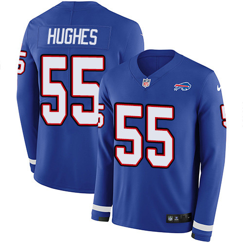 Nike Bills #55 Jerry Hughes Royal Blue Team Color Men's Stitched NFL Limited Therma Long Sleeve Jersey Nike Bills #55 Jerry Hughes Royal Blue Team Color Men's Stitched NFL Limited Therma Long Sleeve Jersey