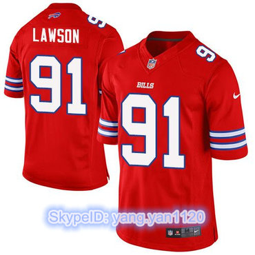 Nike Bills #91 Manny Lawson Red Men's Stitched NFL Elite Rush Jersey