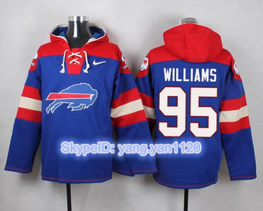 Nike Bills #95 Kyle Williams Royal Blue Player Pullover NFL Hoodie