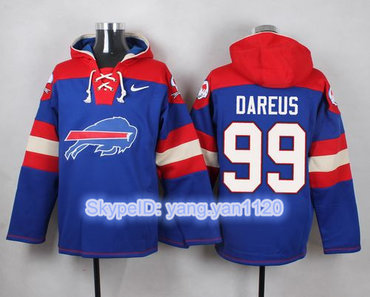 Nike Bills #99 Marcell Dareus Royal Blue Player Pullover NFL Hoodie
