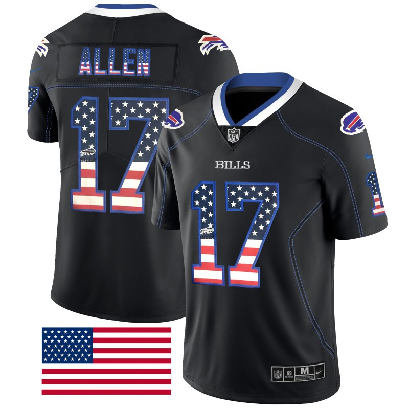 Nike Bills 17 Josh Allen Black USA Flag Fashion Limited Jersey Nike Bills 17 Josh Allen Black USA Flag Fashion Limited Jersey