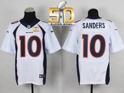 Nike Broncos #10 Emmanuel Sanders White Super Bowl 50 Men's Stitched NFL New Elite Jersey Nike Broncos #10 Emmanuel Sanders White Super Bowl 50 Men's Stitched NFL New Elite Jersey