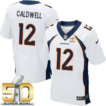 Nike Broncos #12 Andre Caldwell White Super Bowl 50 Men's Stitched NFL New Elite Jersey Nike Broncos #12 Andre Caldwell White Super Bowl 50 Men's Stitched NFL New Elite Jersey