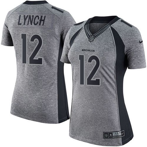 Nike Broncos #12 Paxton Lynch Gray Women's Stitched NFL Limited Gridiron Gray Jersey Nike Broncos #12 Paxton Lynch Gray Women's Stitched NFL Limited Gridiron Gray Jersey