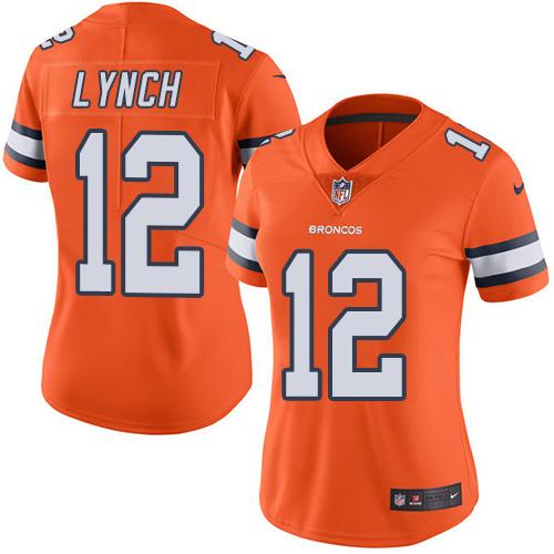Nike Broncos #12 Paxton Lynch Orange Women's Stitched NFL Limited Rush Jersey Nike Broncos #12 Paxton Lynch Orange Women's Stitched NFL Limited Rush Jersey
