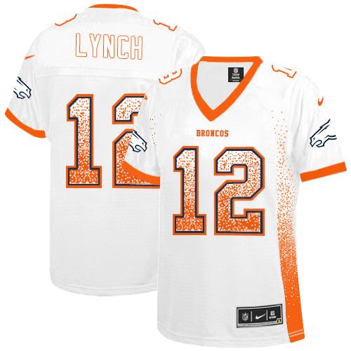 Nike Broncos #12 Paxton Lynch White Women's Stitched NFL Elite Drift Fashion Jersey Nike Broncos #12 Paxton Lynch White Women's Stitched NFL Elite Drift Fashion Jersey