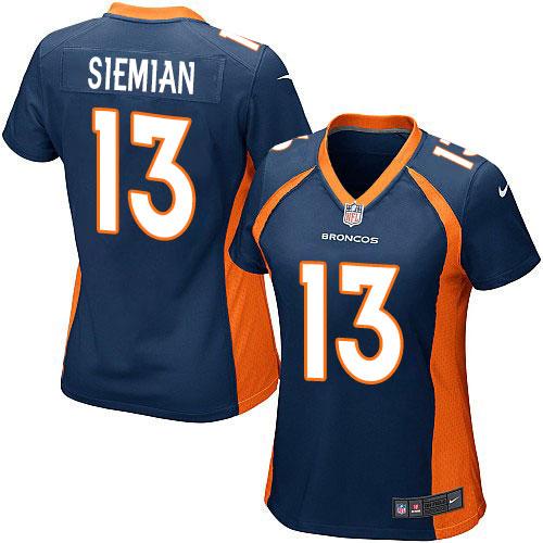Nike Broncos #13 Trevor Siemian Blue Alternate Women's Stitched NFL New Elite Jersey Nike Broncos #13 Trevor Siemian Blue Alternate Women's Stitched NFL New Elite Jersey
