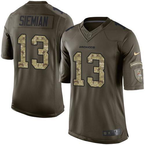 Nike Broncos #13 Trevor Siemian Green Men's Stitched NFL Limited Salute To Service Jersey Nike Broncos #13 Trevor Siemian Green Men's Stitched NFL Limited Salute To Service Jersey