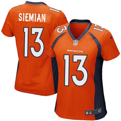 Nike Broncos #13 Trevor Siemian Orange Team Color Women's Stitched NFL New Elite Jersey Nike Broncos #13 Trevor Siemian Orange Team Color Women's Stitched NFL New Elite Jersey