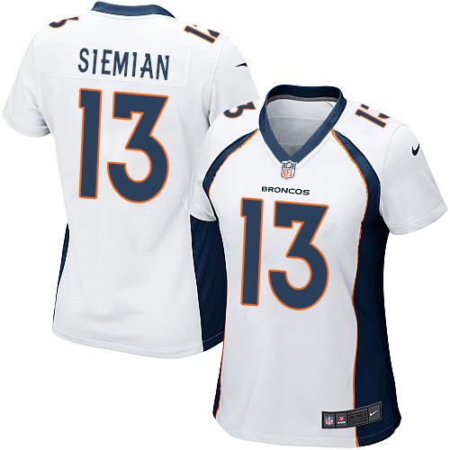 Nike Broncos #13 Trevor Siemian White Women's Stitched NFL New Elite Jersey Nike Broncos #13 Trevor Siemian White Women's Stitched NFL New Elite Jersey