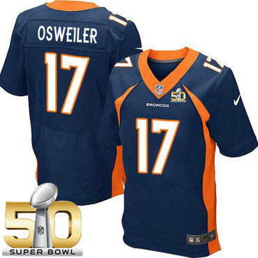 Nike Broncos #17 Brock Osweiler Navy Blue Alternate Super Bowl 50 Men's Stitched NFL New Elite Jersey Nike Broncos #17 Brock Osweiler Navy Blue Alternate Super Bowl 50 Men's Stitched NFL New Elite Jersey