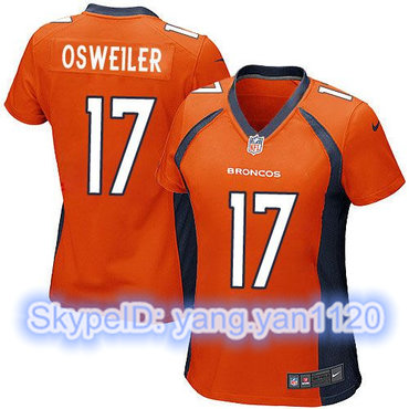 Nike Broncos #17 Brock Osweiler Orange Team Color Women's Stitched NFL New Elite Jersey Nike Broncos #17 Brock Osweiler Orange Team Color Women's Stitched NFL New Elite Jersey