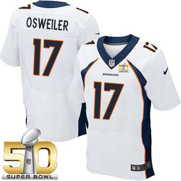 Nike Broncos #17 Brock Osweiler White Super Bowl 50 Men's Stitched NFL New Elite Jersey Nike Broncos #17 Brock Osweiler White Super Bowl 50 Men's Stitched NFL New Elite Jersey