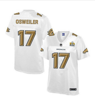 Nike Broncos #17 Brock Osweiler White Women's NFL Pro Line Super Bowl 50 Fashion Game Jersey Nike Broncos #17 Brock Osweiler White Women's NFL Pro Line Super Bowl 50 Fashion Game Jersey