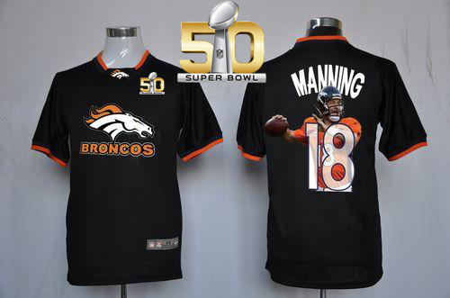 Nike Broncos #18 Peyton Manning Black Super Bowl 50 Men's NFL Game All Star Fashion Jersey Nike Broncos #18 Peyton Manning Black Super Bowl 50 Men's NFL Game All Star Fashion Jersey