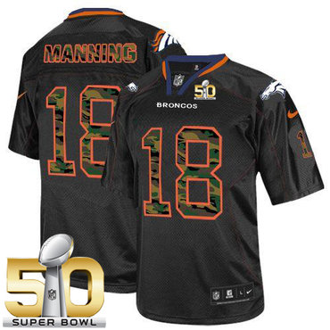 Nike Broncos #18 Peyton Manning Black Super Bowl 50 Men's Stitched NFL Elite Camo Fashion Jersey Nike Broncos #18 Peyton Manning Black Super Bowl 50 Men's Stitched NFL Elite Camo Fashion Jersey